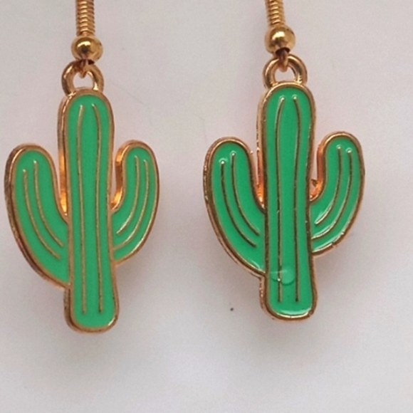 Enamel Cactus Earrings - Picture 6 of 6